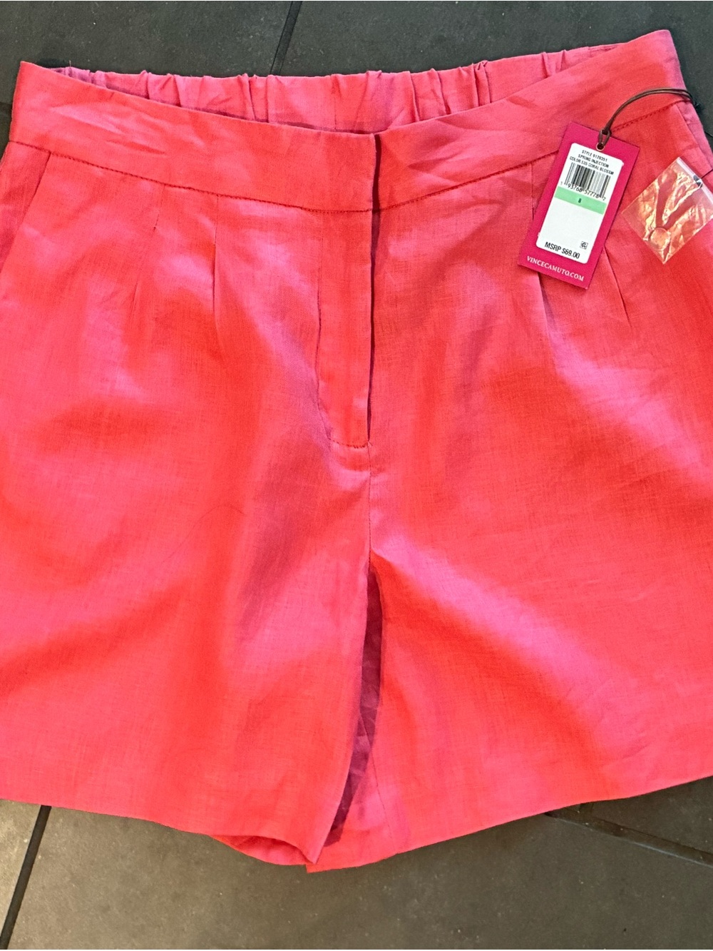 Vince Camuto Coral-Pink Linen Tailored Shorts